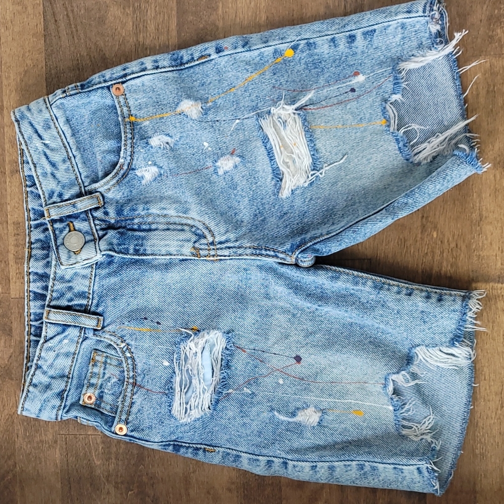 Zara paint splattered cut off shorts